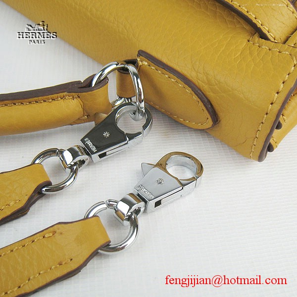 Hermes Kelly 32cm Togo Leather Bag Yellow 6108 Silver Hardware Hermes Kelly 32cm Togo Leather Bag Yellow 6108 Silver Hardware